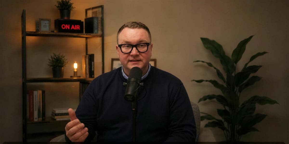 Sean Munn speaking to camera in his studio